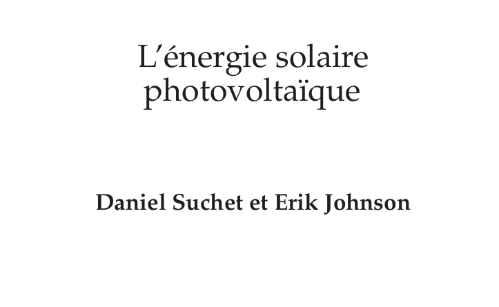 Couverture de Energie Solaire photovoltaique